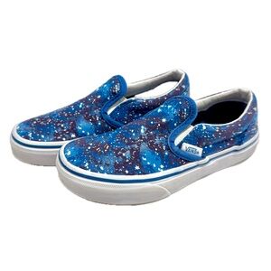 Vans Kids Blue Galaxy Print GLOW in the dark Slip-On Sneakers